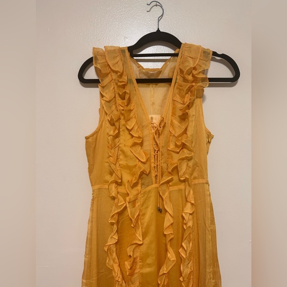 Yellow Maxi Dress with ruffles - Picture 2 of 4